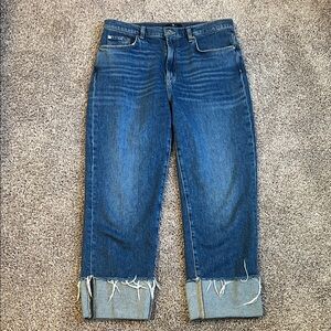7 For All Mankind Distressed Blue Cropped Jeans